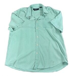 Nat Nast American Fit‎ Button Up Shirt Short Sleeve Silk Cotton Mint Size Large